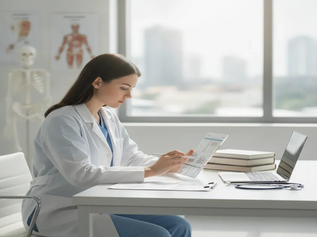 Anesthesiologist student loans: medical graduate in a white coat thoughtfully planning finances