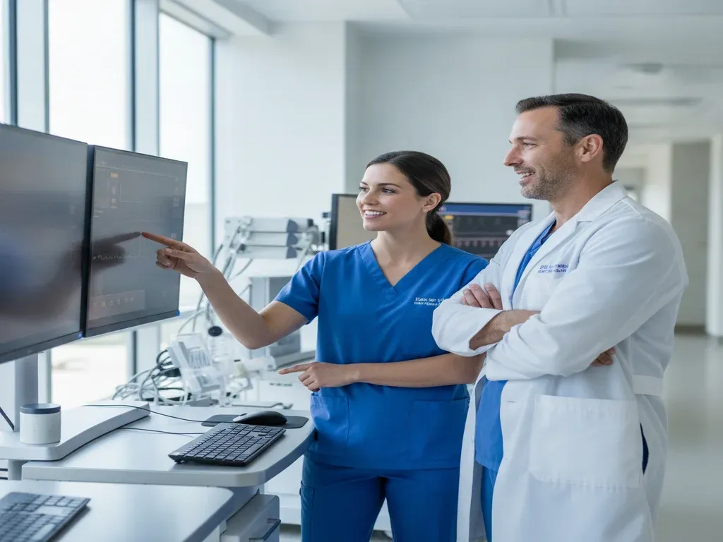 Certified anesthesiologist assistant job outlook: positive anesthesia care team of physician and CAA collaborating at a