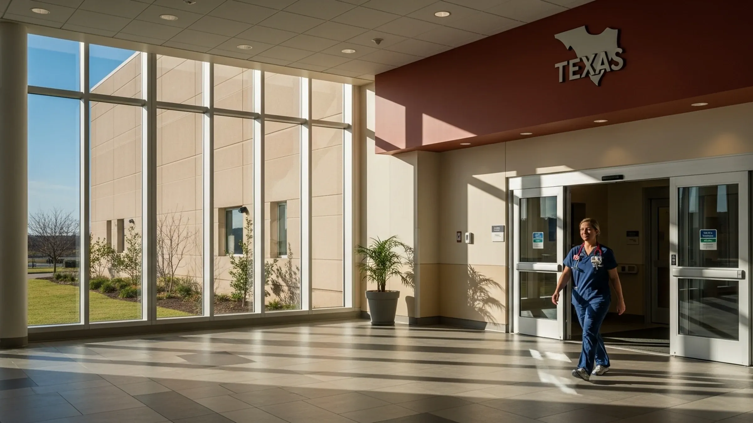 CRNA salary in Texas: CRNA reviewing a pay contract at a desk in a sunny Texas office